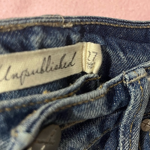 Unpublished Willa Ripped High Waist Straight Leg Jeans Medium Blue Size 27 Wmns - Picture 6 of 6